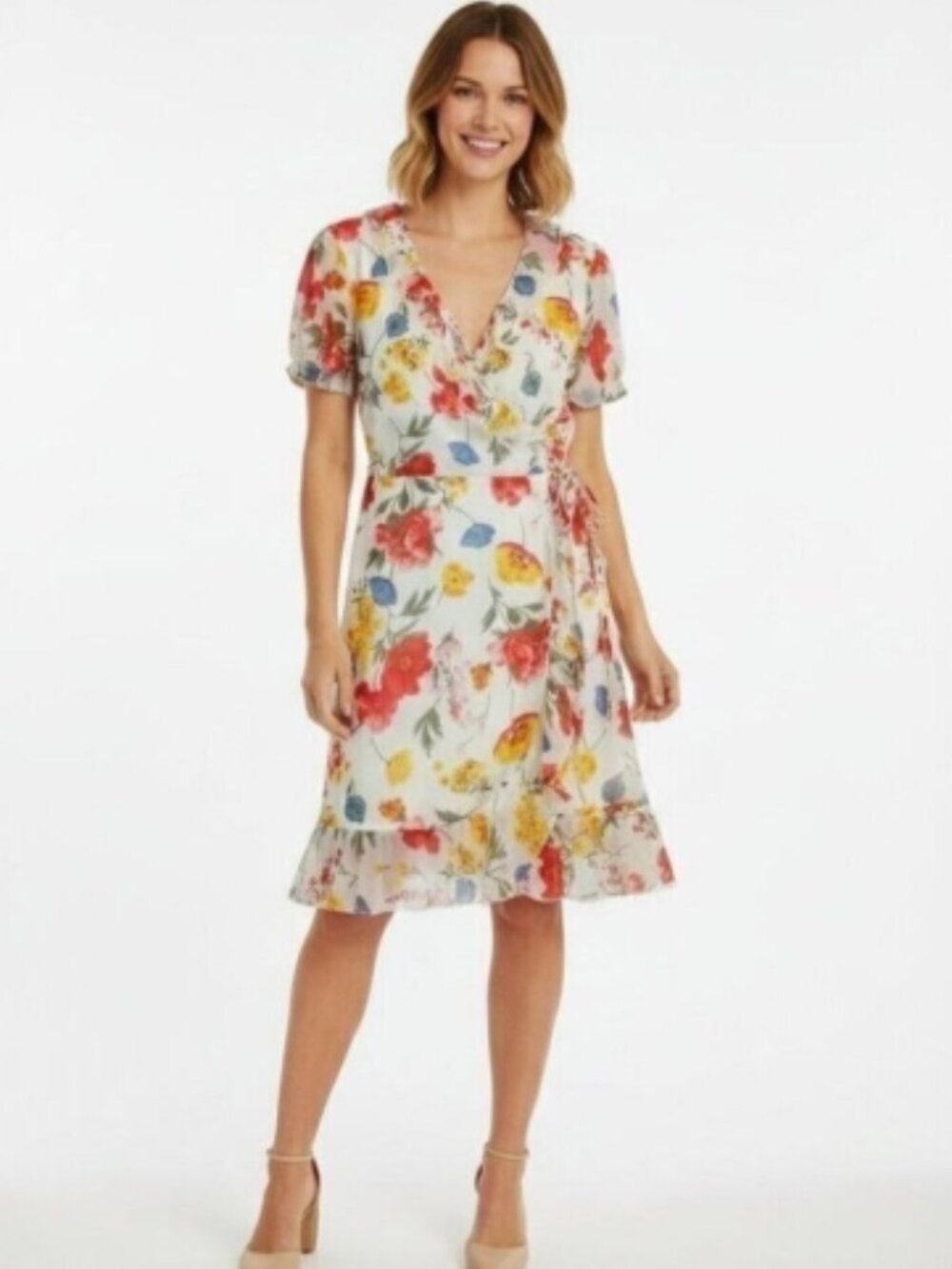 Only – Vibrant Floral Mini Wrap Dress (Size 38 / Fits Like M) 0314